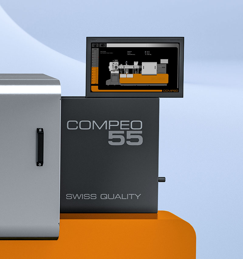 The innovative twin-screw discharge unit of the COMPEO series is used for all processing tasks.