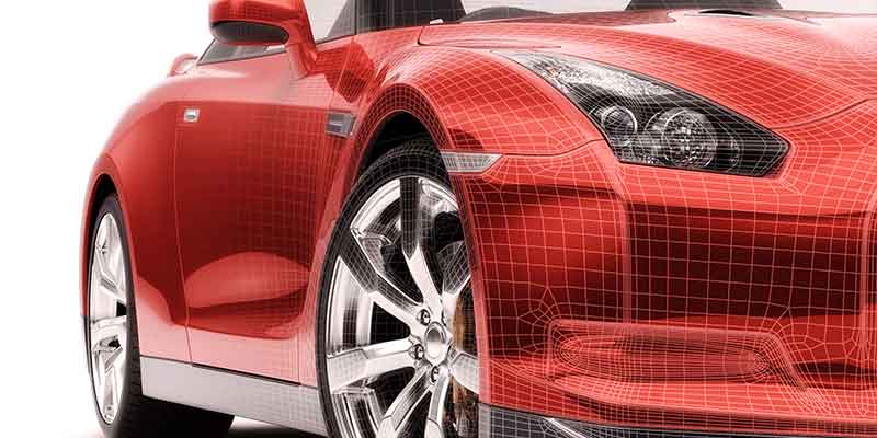強化プラスチック・コンパウンドによる赤色の自動車は、自動車産業におけるFRTPコンパウンドの重要性を表す一つです。