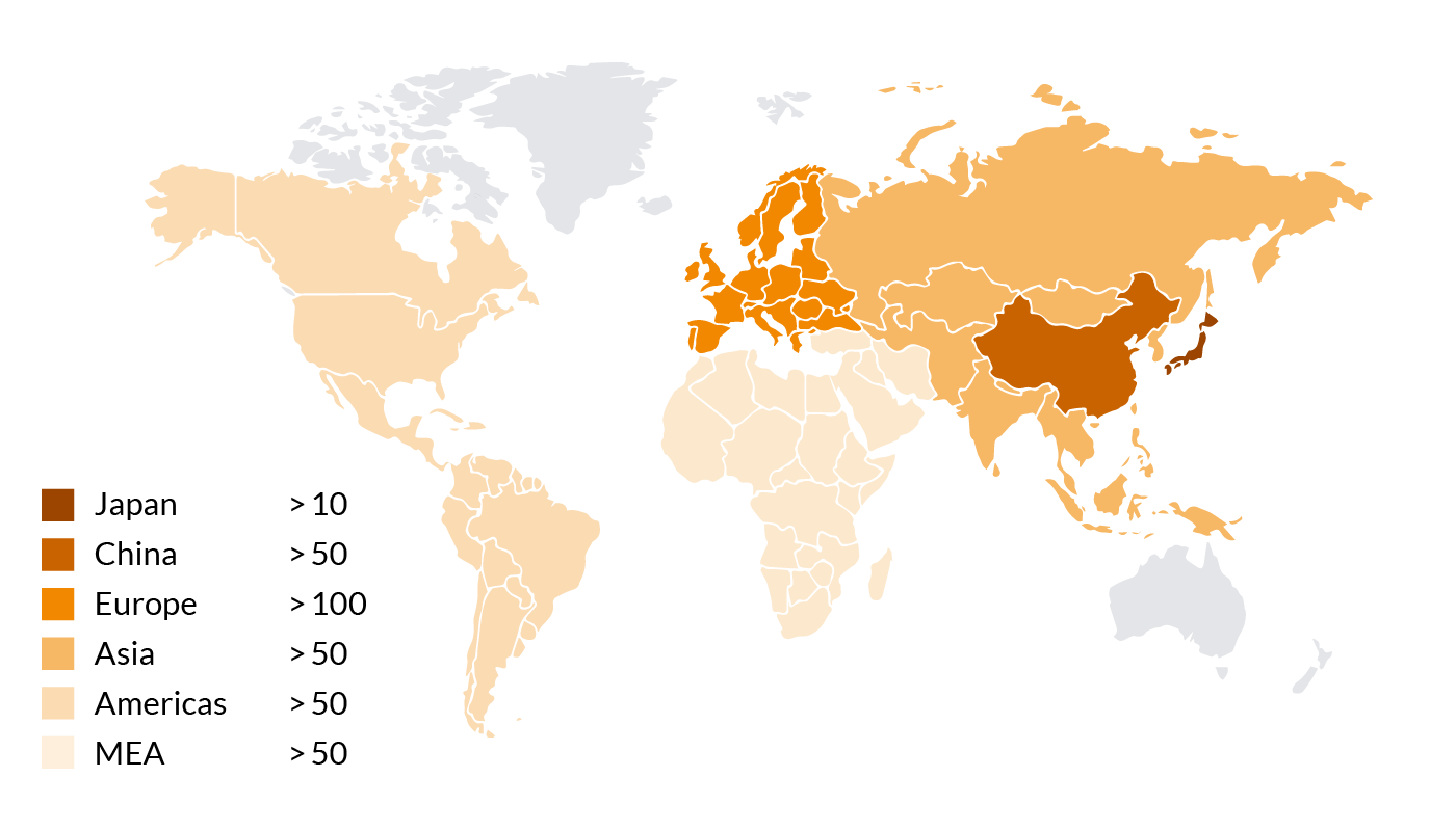 buss_web2024_applications_cable_weltkarte World map with an overview of the BUSS Kneaders used for HFFR cable compounding
