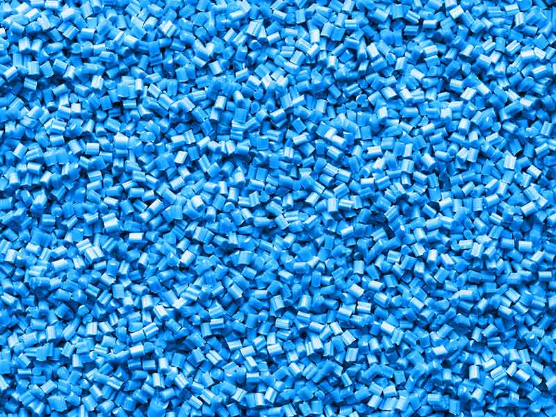 Granulado de bioplástico de color azul / Sistema de preparación de compuestos