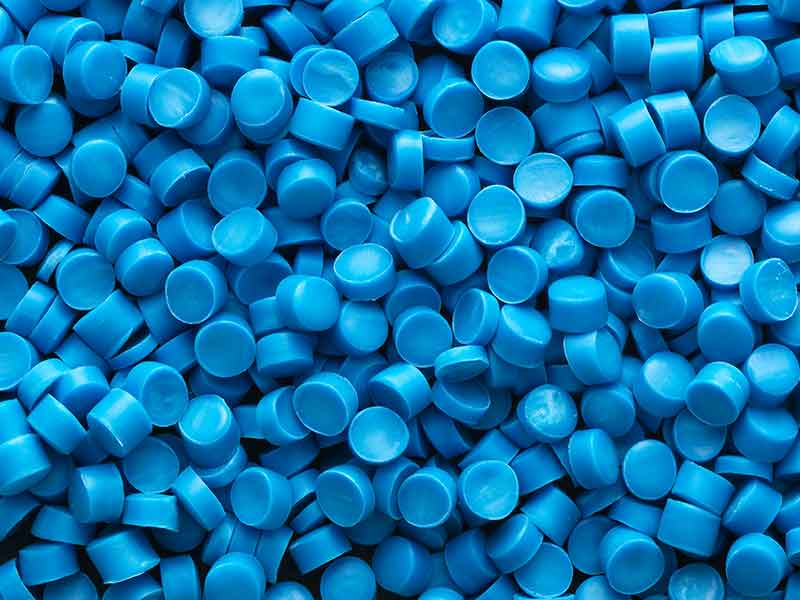 Turquoise granules by PVC cable compounding systems for cable insulation.