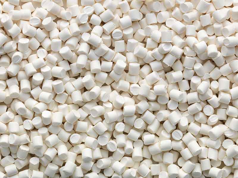 White granules from a TPE Thermoplastic Elastomers compounding machinery