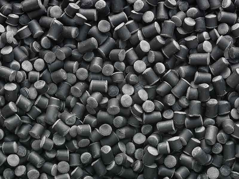 Black granules produced with HFFR cable compounding machinery by BUSS.